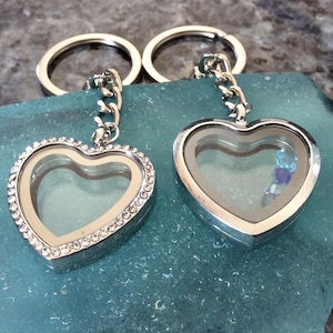 Arwrilt Cute Heart Crystal Keychain Set - Sparkly Rhinestone Key Fob With Mini Rings 1 thumbnail image