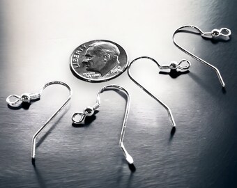 2 pair Sterling Silver Earring Wires, Earring, 21 Gauge Ear Wires
