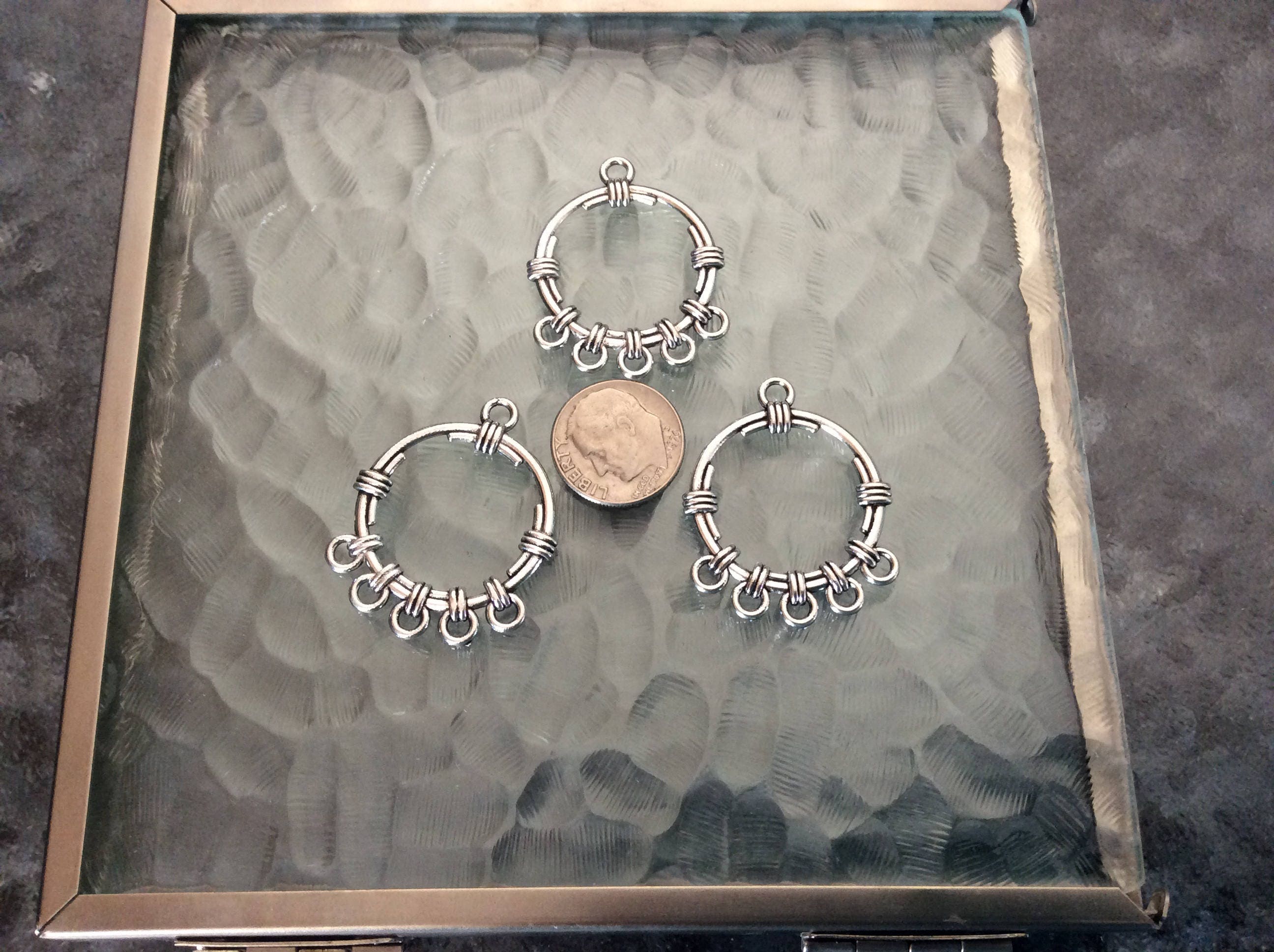 3 silver rope look charm holder charm Pendant multi charm Etsy