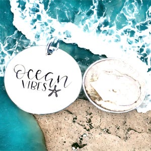 Ocean Vibes pendant, Silver plated necklaces, Starfish necklace, Beach Charm, Vacation jewelry image 3