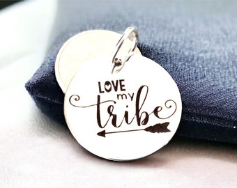Love My Tribe Pendant, Tribe Charm, Silver plated necklace, Arrow necklace, Tribe jewelry