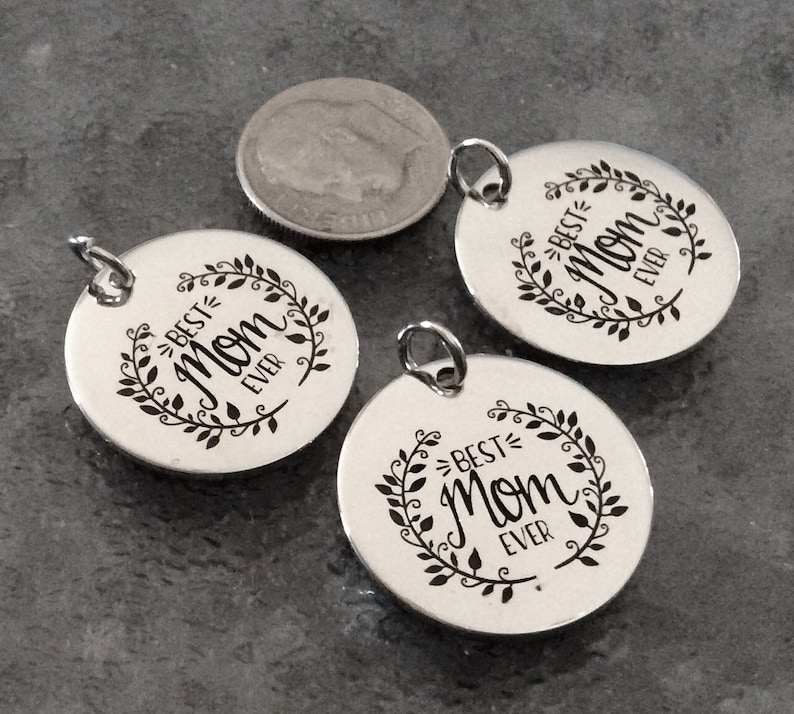 Best Mom Ever Pendant Silver Plated Necklace Mom Charm Best Etsy