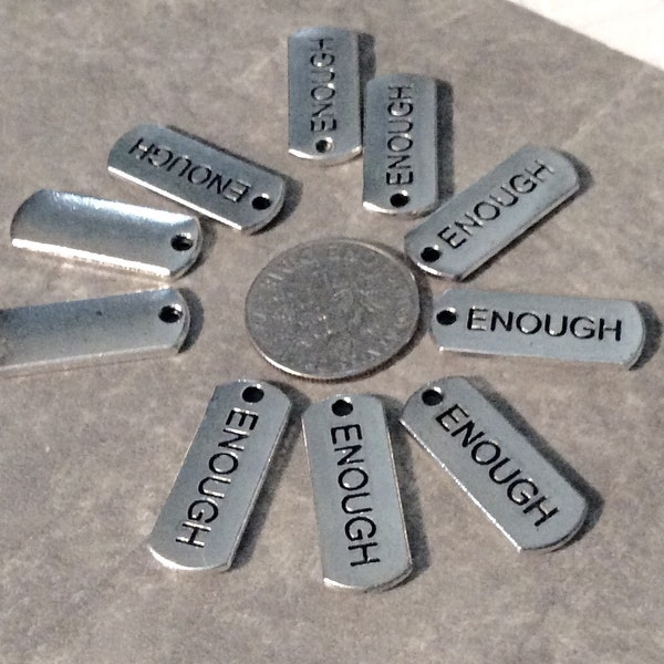 8 - "Enough" Pendants, Charms, Tags, I am Strong, I am enough, Support, Semicolon,  Stamped pendant