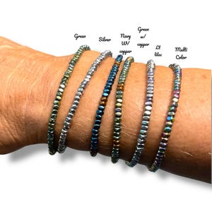 Hematite Stack Stretch Bracelet, 6 Colors and Sizes