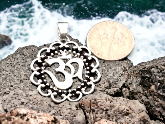 Large OHM Boho Gypsy Pendant Gypsy Necklace Yoga Mantra Jewelry Vintage Look Yoga Necklace Etsy
