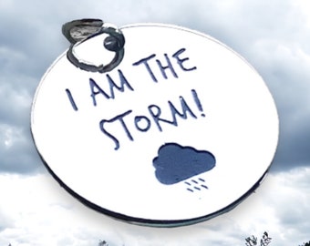 I am the Storm’ Word Charm Pendant, Silver plated necklace, Storm Necklace, Bible Verse Pendant