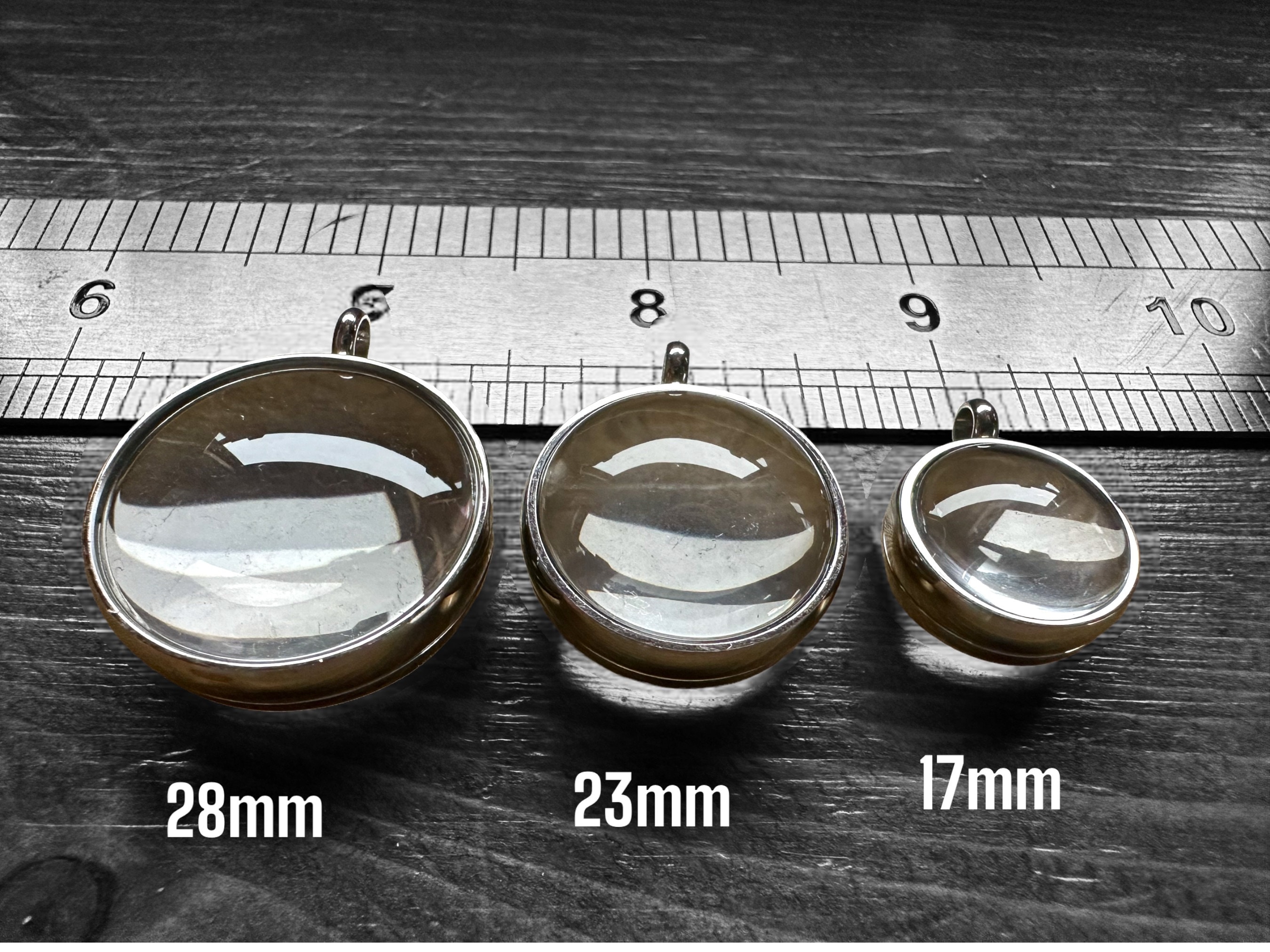 Stainless Steel Magnifying Curved Glass Locket, 17mm, 23mm and 28mm, 316L Screw Top Floating Charm Glass Locket, Pet Memory Locket