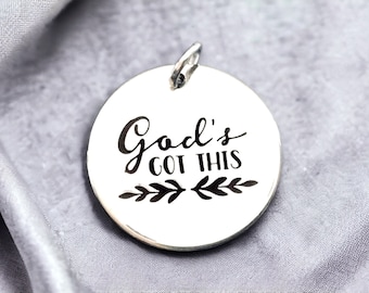 God’s Got This’ Word Charm Pendant, Silver Plated Necklace, Faith Charm, Bible Verse