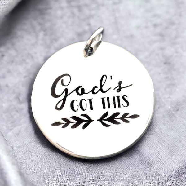 God’s Got This’ Word Charm Pendant, Silver Plated Necklace, Faith Charm, Bible Verse
