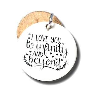 I love you to Infinity and Beyond Pendant, silver plated Charm, Love necklace