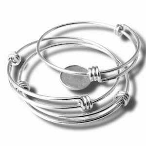 60mm Bangles  - 1.6 and 1.8mm thick Solid Stainless Steel expandable adjustable triple loop Bracelets