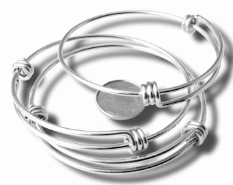 60mm Bangles  - 1.6 and 1.8mm thick Solid Stainless Steel expandable adjustable triple loop Bracelets