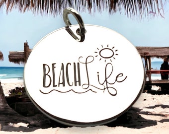 Beach Life Pendant, Silver plated necklace, Palm Tree charm, beach pendant, Vacation jewelry