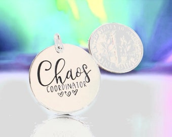 Chaos Coordinator Word Pendant Charm, Silver plated necklace, Boho Jewelry, Mom Pendant, Teacher pendant, Mom Necklace, Boss Charm