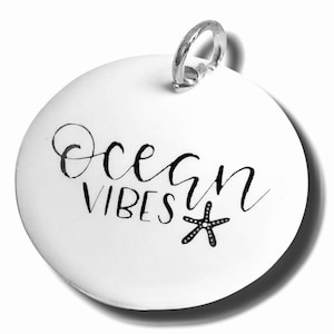 Ocean Vibes pendant, Silver plated necklaces, Starfish necklace, Beach Charm, Vacation jewelry image 1