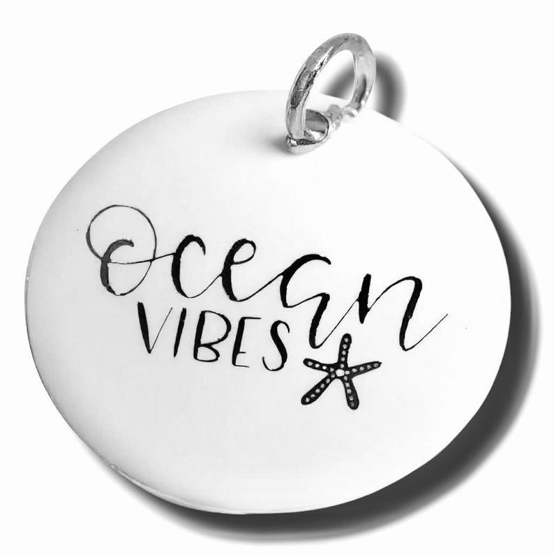 Ocean Vibes pendant, Silver plated necklaces, Starfish necklace, Beach Charm, Vacation jewelry image 1