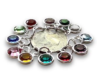 Swarovski Birthstone charms, 6mm Crystal Channel Charms,Choose 1 or 3, Jump ring included