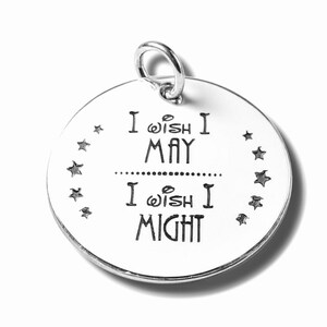 I wish I May I Wish I Might Word Charm Pendant, Silver Plated Necklace, Religious Charm, Bible Verse Pendant, Our Own Charm