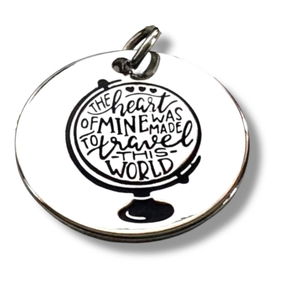 The Heart of Mine Was Made to Travel This World Pendant, Silver