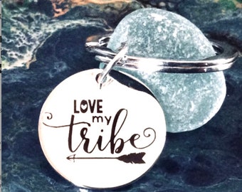 Love my Tribe keychain, Tribe Charm, Silver Plated Charm, Best Seller, Stainless Steel Key ring, Arrow key chain, Tribe jewelry