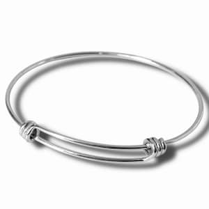 65mm Solid Stainless Steel Expandable Silver Bangle Bracelet, Adjustable Triple loop Quantity 1, 3, or 6