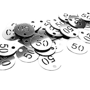 10-50 Number 50 Stainless Steel Charms,  50th Birthday, 50th Class Reunion, number pendants, stamped charms
