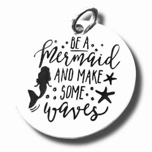 Be a Mermaid and make some waves Pendant, Silver plated necklace, Boho Jewelry, Mermaid pendant, beach necklace
