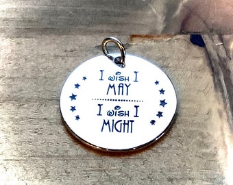 I wish I May I Wish I Might Word Charm Pendant, Silver Plated Necklace, Religious Charm, Bible Verse Pendant, Our Own Charm