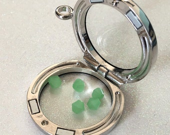Stainless Steel 316L Magnetic Close 30mm Floating Charm Glass Locket,  Locket Charm add, pet Urn Memorial Locket Pendant, Best Seller