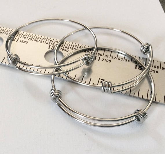 Stainless Steel Expandable Silver Bangle Bracelet 3-50mm Children/'s Adjustable Triple loop Bangles