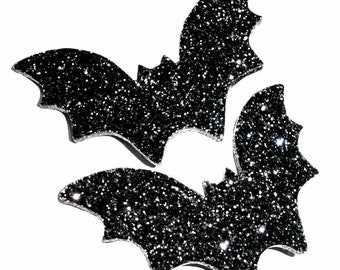 Bat Hair slides ~ Black Glitter Creepy Kawaii Goth
