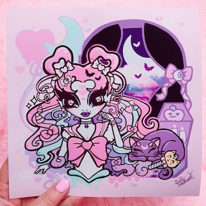 Celestial Confection Art Print ~ Creepy Cute, Sailor Chibi Moon, Monster High, Luna