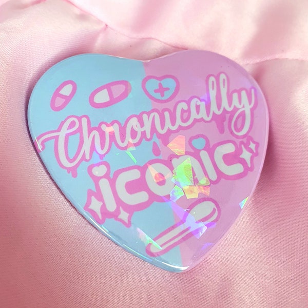Chronically Iconic Heart Pin Badge ~ Spoonie, Kawaii, Disabled