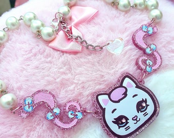 Kitty Surprise Necklace ~ 80's Toy Sweet Secrets, Kawaii Keypers