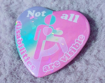 Invisible Disability Heart Pin Badge ~ Spoonie, Kawaii, Disabled Pride