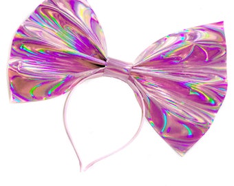 Giant Holographic Headbow ~ Pink (made to order)