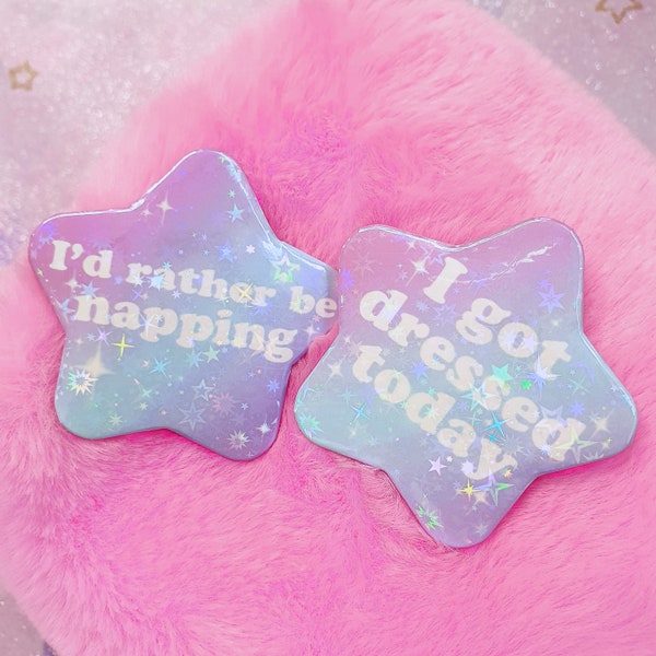 Pastel Star Pin Badges ~ I got Dressed / Napping ~ Spoonie, Kawaii, Disabled