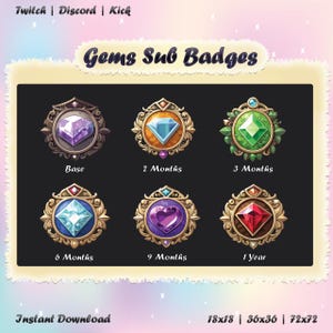 Gems Sub Badges for Twitch, Kick & Discord: Stream Loyalty Badges