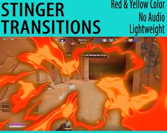 Transiciones de fuego cómico, superposición de Twitch de Stinger animada para streamers y VTubers, colores rojo y amarillo