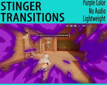 Transiciones de fuego cómico, superposición de Twitch con efecto Stinger animado para streamers y VTubers, color morado