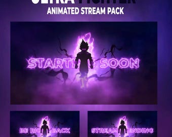 Paquete de transmisión animada de Ultra Fighter: superposición de Twitch, pantallas y alertas (descarga digital)