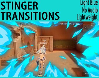 Transiciones de fuego cómico, superposición de Twitch con efecto Stinger animado para streamers y VTubers, color azul claro