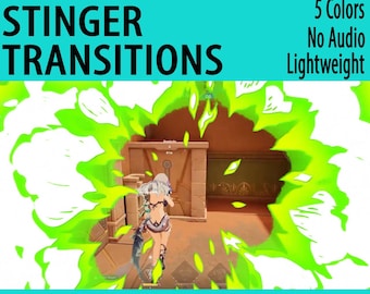Comic Fire Transitions, Animated Stinger Twitch Overlay for Streamers & VTubers, 5 Colors
