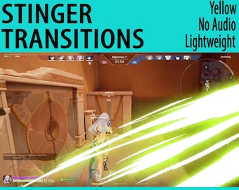 Transiciones de fuego cómico, superposición animada de Twitch con efecto Stinger para streamers y VTubers, color amarillo
