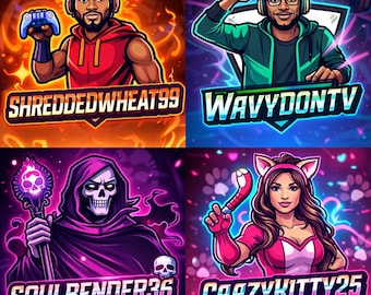 Diseño de logotipo personalizado para streamers, logotipos de Twitch, YouTube Esports, anime y mascotas.