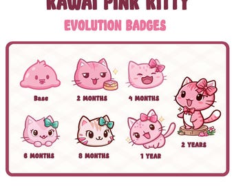 Insignias de suscripción de Kawai Cat: decoración para transmisiones de Twitch, Kick y Discord