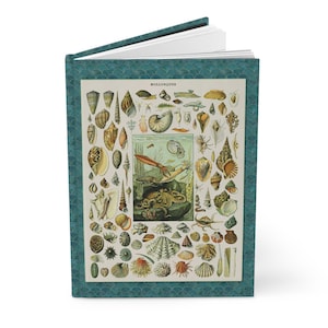 Oceanography Mollusks Hard Backed Journal, Vintage Adolphe Millot Illustrations, Larousse Encyclopedia, Blank Pages, Notebook
