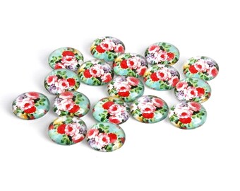 flatback uk 2 x 25mm Red heart steam punk glass cabochon dome