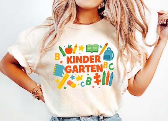 Comfort Colors Kindergarten T-Shirt, Back to School Kids Tee for Boys and Girls, Teacher Appreciation Gift, Kindergarten Teacher Shirt
