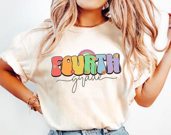 Comfort Colors Fourth Grade T-Shirt, Back to School Tee for Boys and Girls, Teacher Appreciation Gift, 4th Grade Teacher Shirt